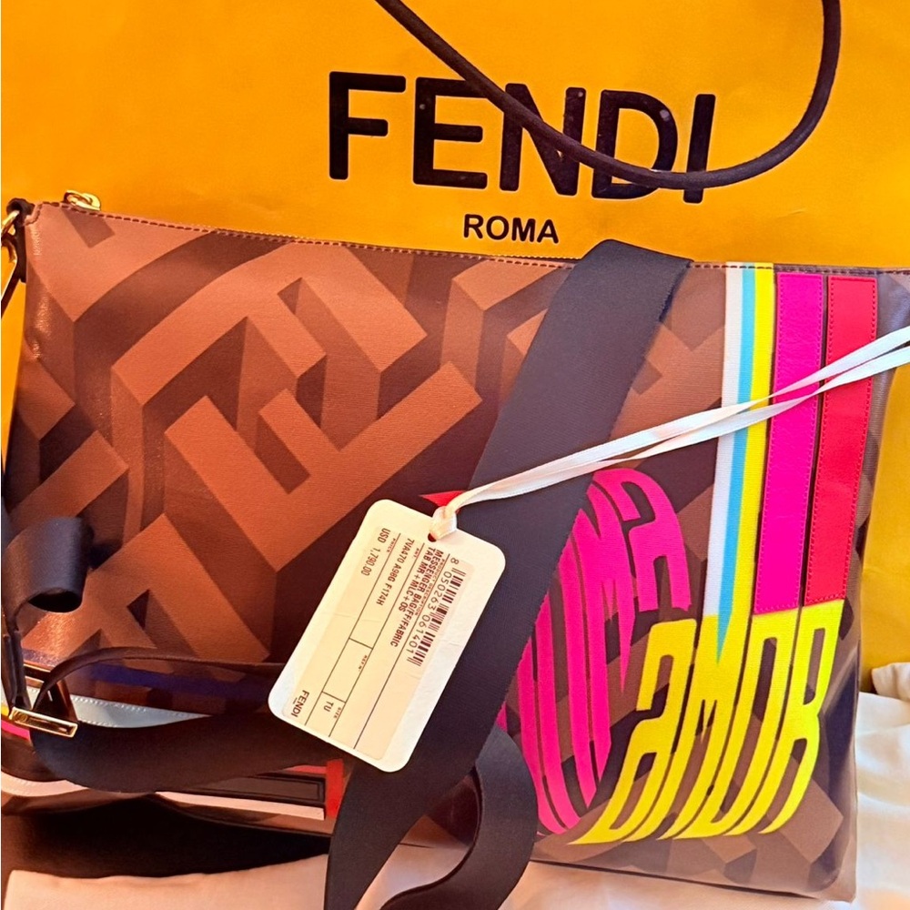 Fendi Pink and Brown Messenger Bag